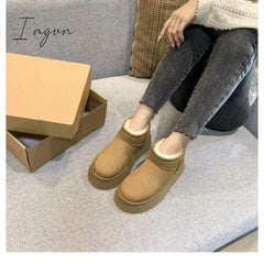 Ingvn - 2023 Sheepskin Wool Comprehensive Anti-Skid Snow Boots Women’s Mini Short Warm Winter