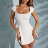 Ingvn - 2023 Spring/Summer New European And American Style Women’s U Neck Short Sleeve Open Back