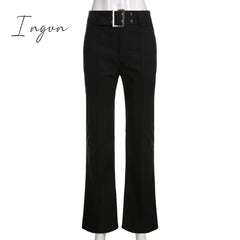 Ingvn - 2023 Spring Womens Fashion Goth Dark Y2K E - Girl Striped Print Gothic Suit Pants Black