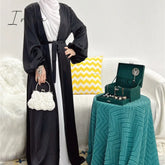 Ingvn - 2023 Summer Puff Sleeve Muslim Abaya Women Dress Elegant Modest Morocco Party Long Islamic