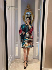 Ingvn - 2023 Woman Jacket Satin Leopard Jacquard Loose Casual Women Tops Y2K Clothes New Fashion