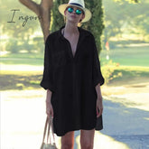 Ingvn - 2023 Woman Shirts Casual Spring Cotton White Shirt Blouse Women Long Sleeve Beach Kimono