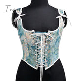 Ingvn - 2023 Womens Fashion Fairy Grunge Aesthetic Bandage Corset Tops For Women Cottagecore Floral