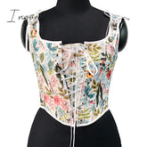 Ingvn - 2023 Womens Fashion Fairy Grunge Aesthetic Bandage Corset Tops For Women Cottagecore Floral