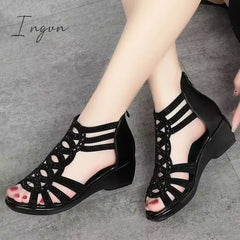 Ingvn - 2024 Women’s Sandals Soft And Comfortable Wedge Heel Platform Roman Shoes Fashion Casual