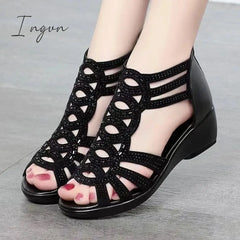Ingvn - 2024 Women’s Sandals Soft And Comfortable Wedge Heel Platform Roman Shoes Fashion Casual