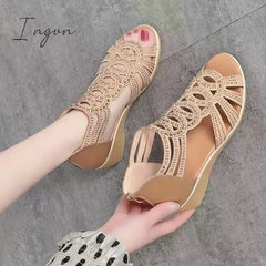 Ingvn - 2024 Women’s Sandals Soft And Comfortable Wedge Heel Platform Roman Shoes Fashion Casual