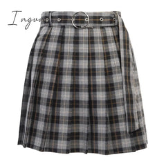 Ingvn - 90S Plaid Skirt Skirts