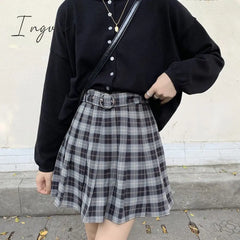 Ingvn - 90S Plaid Skirt Skirts