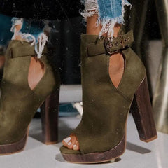 Ingvn - Adjustable Platform Classic Ankle Boots Armygreen / 5