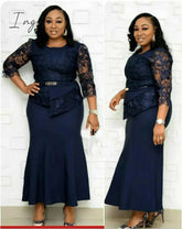 Ingvn - African Women’s Spring And Autumn Plus Size Slim Patchwork Lace Dress Elegant Long