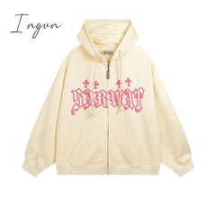 Ingvn - Alt Cute Zip Up Hoodie Beige / M