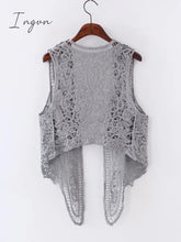 Ingvn - Asymmetric Open Stitch Cardigan Summer Beach Boho Hippie People Style Crochet Knit