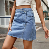 Ingvn - Asymmetrical Denim Mini Skirt Medium / S
