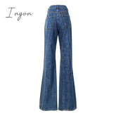 Ingvn - Asymmetrical Spliced Oblique Waist Placket Trousers New Loose Fit Pants Women Fashion Tide