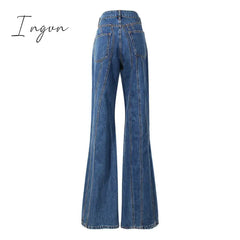 Ingvn - Asymmetrical Spliced Oblique Waist Placket Trousers New Loose Fit Pants Women Fashion Tide