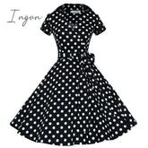 Ingvn - Audrey Hepburn Summer Dress Women Polka Dot Vintage Swing Robe Rockabilly Housewife Retro