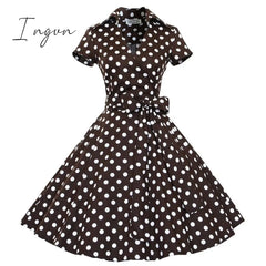 Ingvn - Audrey Hepburn Summer Dress Women Polka Dot Vintage Swing Robe Rockabilly Housewife Retro
