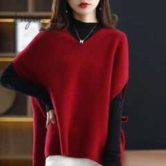 Ingvn - Autumn And Winter Casual V - Neck Cashmere Chic Pullover Vest Solid Color Knitted Women’s