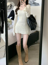 Ingvn - Autumn Elegant Knitted Dress Women Long Sleeve Lace Short Party Korea Fashion Slim Sexy Y2K