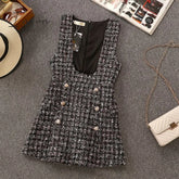 Ingvn - Autumn Winter 2 Piece Set Overalls Dress Women Elegant Ruffles Chiffon Bow Shirt Top +
