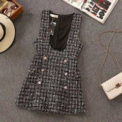 Ingvn - Autumn Winter 2 Piece Set Overalls Dress Women Elegant Ruffles Chiffon Bow Shirt Top +
