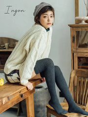 Ingvn - Autumn Winter Cotton Knee-High Stockings Warmers