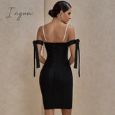 Ingvn - Bandage Dress Summer Women’s Black Bodycon Ladies Purple White Red Off Shoulder Sexy Club