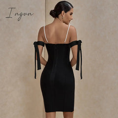 Ingvn - Bandage Dress Summer Women’s Black Bodycon Ladies Purple White Red Off Shoulder Sexy Club