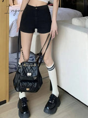 Ingvn - Black Jeans Shorts For Women 2023 New High Waisted Skinny Korean Fashion Chic Casual
