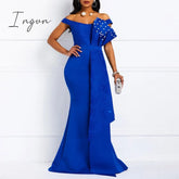 Ingvn - Bodycon Sexy Women Dress Elegant African Ladies Mermaid Beaded Lace Wedding Evening Party