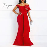 Ingvn - Bodycon Sexy Women Dress Elegant African Ladies Mermaid Beaded Lace Wedding Evening Party