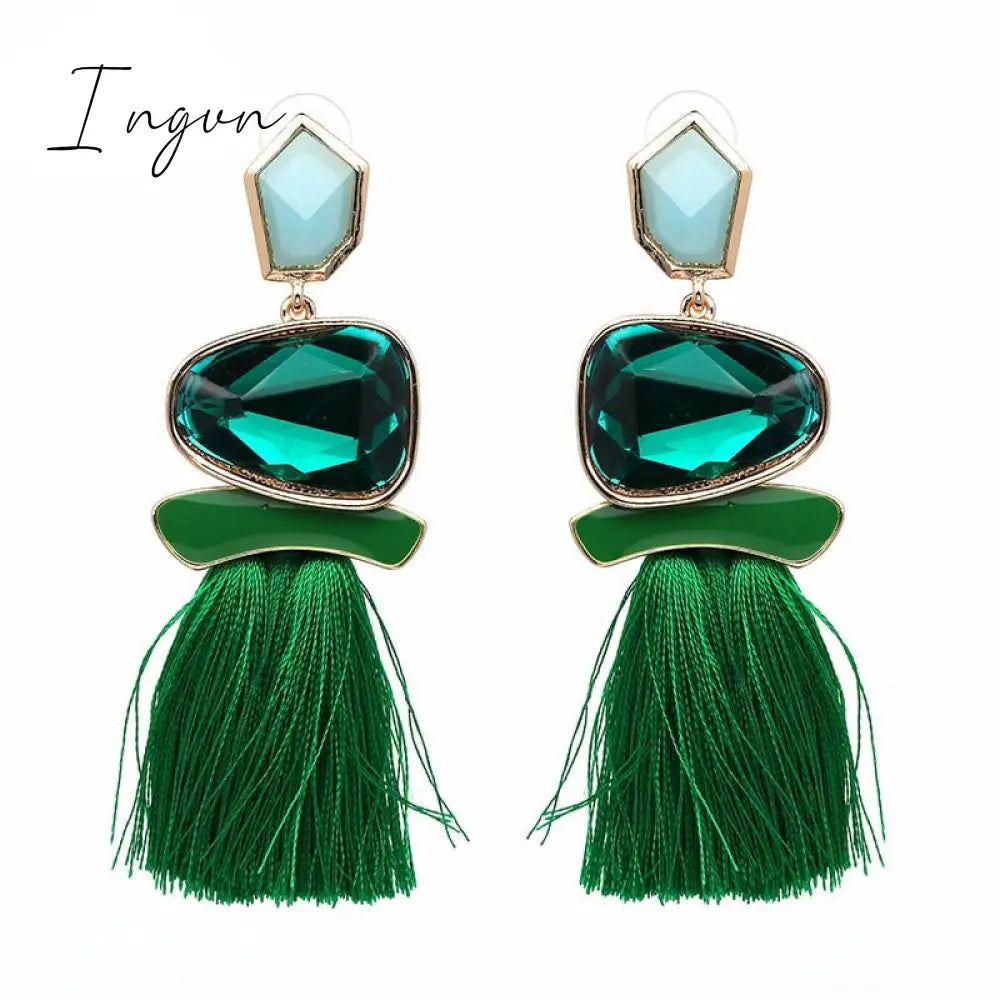 Ingvn - Bohemia Multicolored Tassel Earrings For Women Fashion Party Jewelry Fringe Dangle
