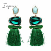 Ingvn - Bohemia Multicolored Tassel Earrings For Women Fashion Party Jewelry Fringe Dangle