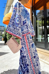 Ingvn - Bohemian College Floral Patchwork O Neck Long Sleeve Two Pieces Pieces/Two-Piece Pants Set