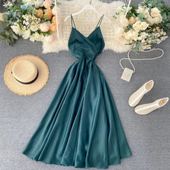 Ingvn - Boho Slim V Neck Summer Bandage Backless Maxi Long Dress Women Casual Spaghetti Strap Party