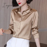 Ingvn - Brand Quality Luxury Women Shirt Elegant Office Button Up Long Sleeve Shirts Momi Silk