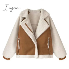 Ingvn - Brand Quality Winter Women Fashion Cotton Warm Coat Brown Plush Oversize Zipper Teddy