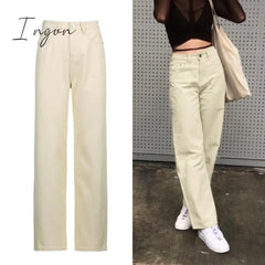 Ingvn - Brown Vintage Baggy Jeans Women 90S Streetwear Pockets Wide Leg Cargo Pants Y2K Low Waist