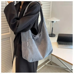Ingvn - Canvas Shoulder Women’s Tote Bag Corduroy Simple Casual Large Capacity Designer Handbags