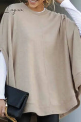 Ingvn - Cape Loose Crew Neck Tops