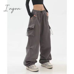 Ingvn - Cargo Pants Women Baggy Trousers 2023 Fall Streetwear Oversized Vintage Casual Elastic