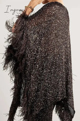 Ingvn - Casual Celebrities Solid Sequins Sequined O Neck Long Sleeve Two Pieces Pieces/Two-Piece