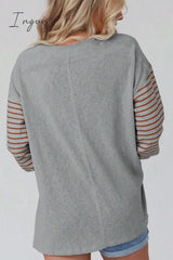 Ingvn - Casual Color Block Contrast O Neck Tops Tops/Long Sleeve