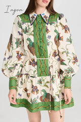 Ingvn - Casual Floral Patchwork Turndown Collar Printed Dress Dresses Dresses/Casual
