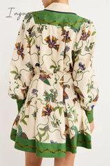 Ingvn - Casual Floral Patchwork Turndown Collar Printed Dress Dresses Dresses/Casual