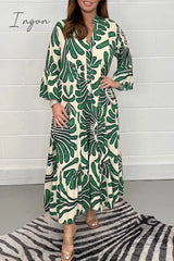 Ingvn - Casual Geometric Printing Mandarin Collar Printed Dress Dresses Dresses/Casual