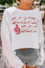 Ingvn - Casual Letter Tassel O Neck Tops White / S Tops/Sweats & Hoodies