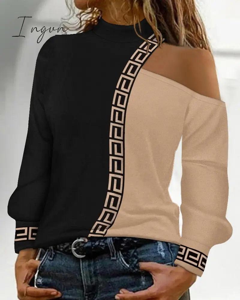 Ingvn - Casual Mesh Sleeve Blouses Fashion Spring Female T-Shirts Woman Clothes Dew Shoulder Top