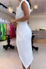 Ingvn - Casual Simplicity Solid Asymmetrical O Neck A Line Dresses Dresses/Casual